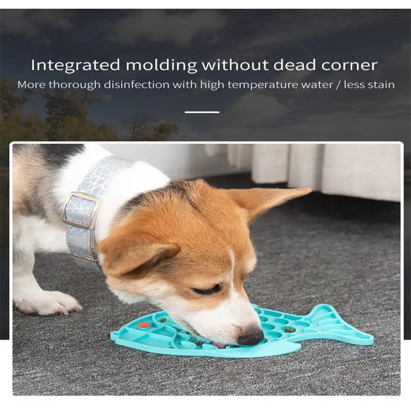 Silicone Licking Pad Fish Shaped Pet Dog Lick Pad Bath Peanut Butter Slow Eating Licking Feeder Cat Lickmat Feeding Dog Lick Mat