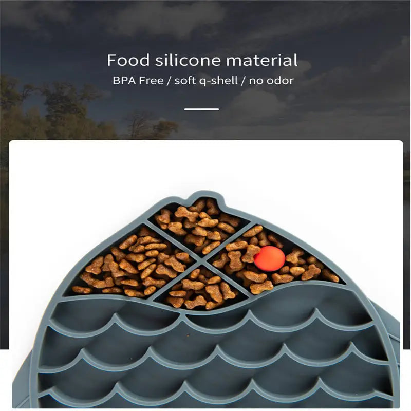 Silicone Licking Pad Fish Shaped Pet Dog Lick Pad Bath Peanut Butter Slow Eating Licking Feeder Cat Lickmat Feeding Dog Lick Mat