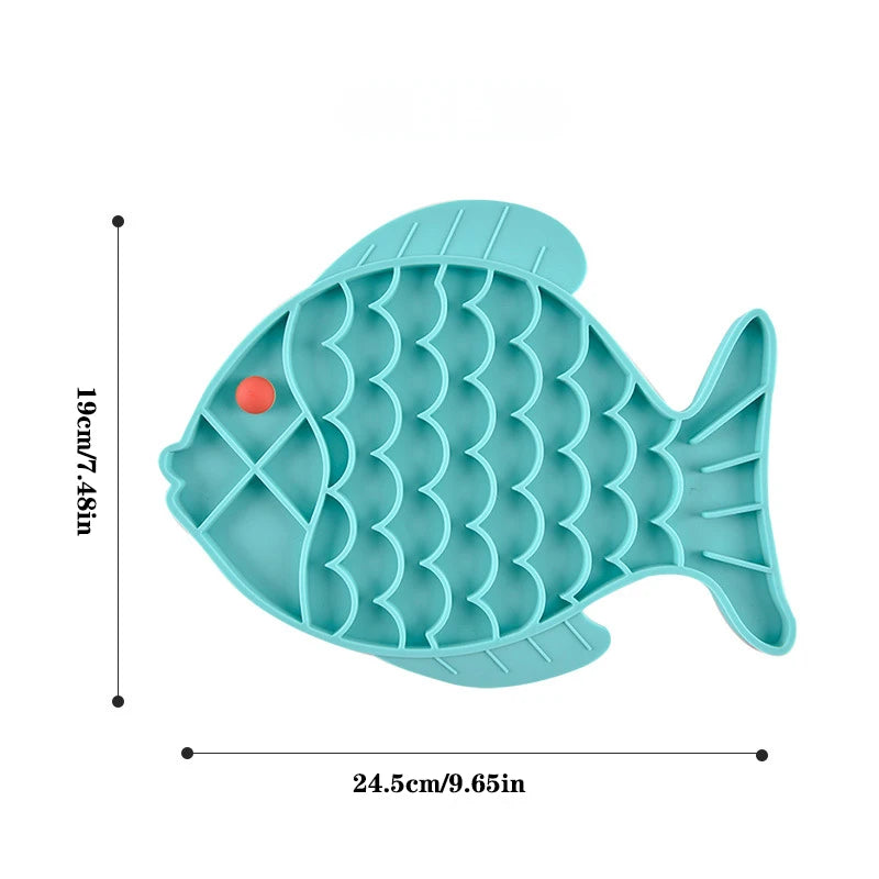 Silicone Licking Pad Fish Shaped Pet Dog Lick Pad Bath Peanut Butter Slow Eating Licking Feeder Cat Lickmat Feeding Dog Lick Mat