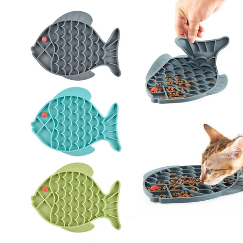 Silicone Licking Pad Fish Shaped Pet Dog Lick Pad Bath Peanut Butter Slow Eating Licking Feeder Cat Lickmat Feeding Dog Lick Mat